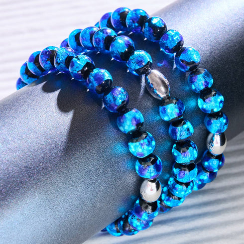 Bracelet en verre solaire Blue Astra | Argent sterling 925